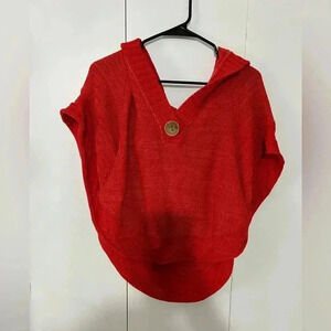 Free people poncho style sweater women’s short sleeve red